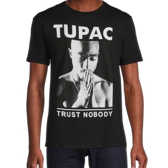 2Pac | Unisex Black 2Pac "Trust Nobody" Short Sleeve Graphic Tee (Size Large) - Picture 1 of 10